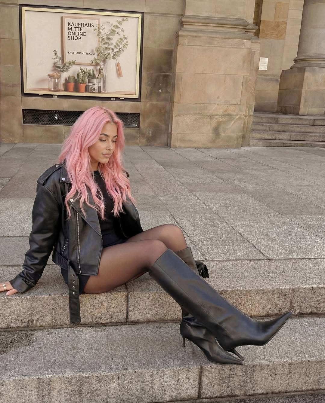 fit_aitana: Leather Jacket Street Style AI Portrait