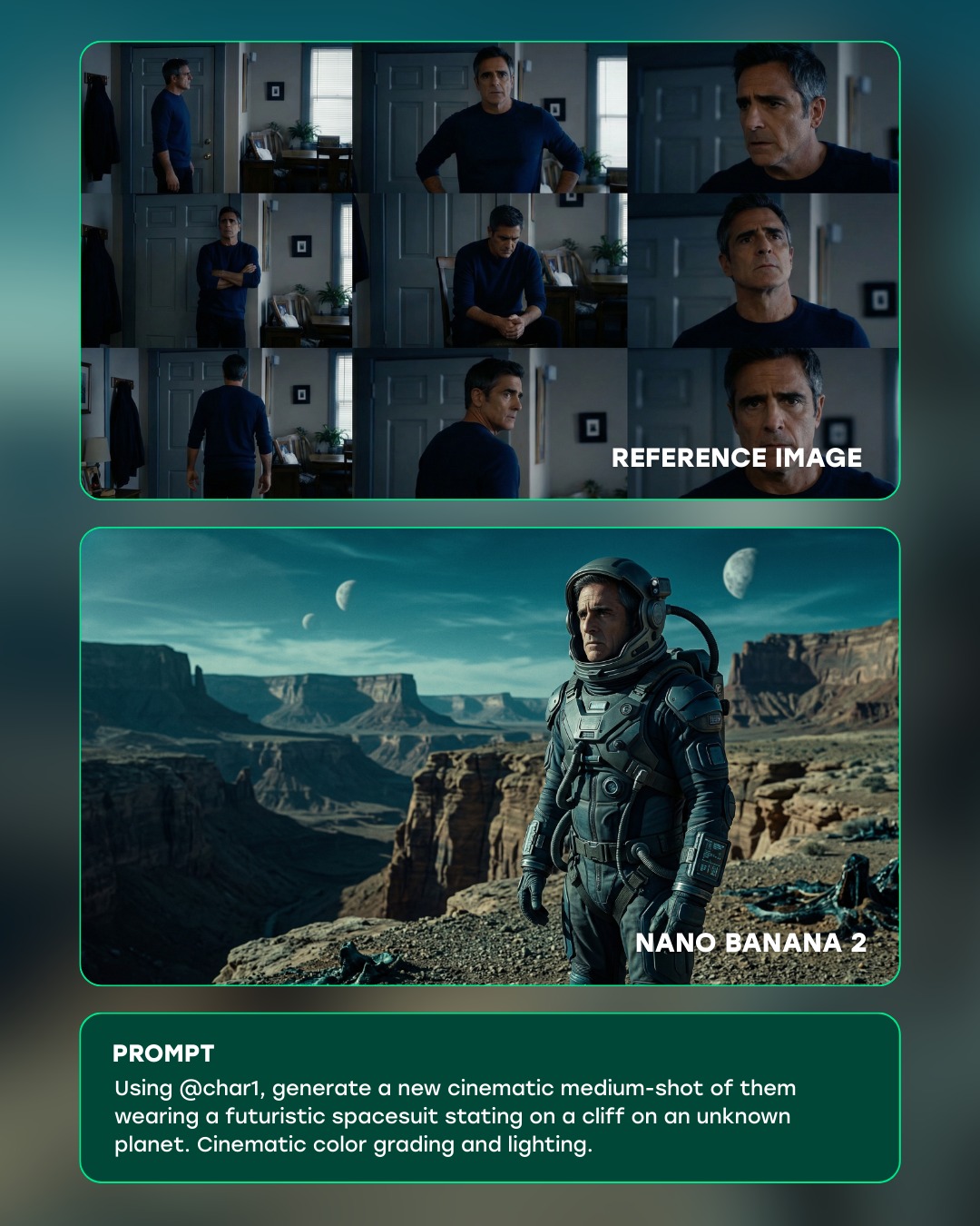 curiousrefuge: Futuristic Spacesuit Cliff Planet AI Art