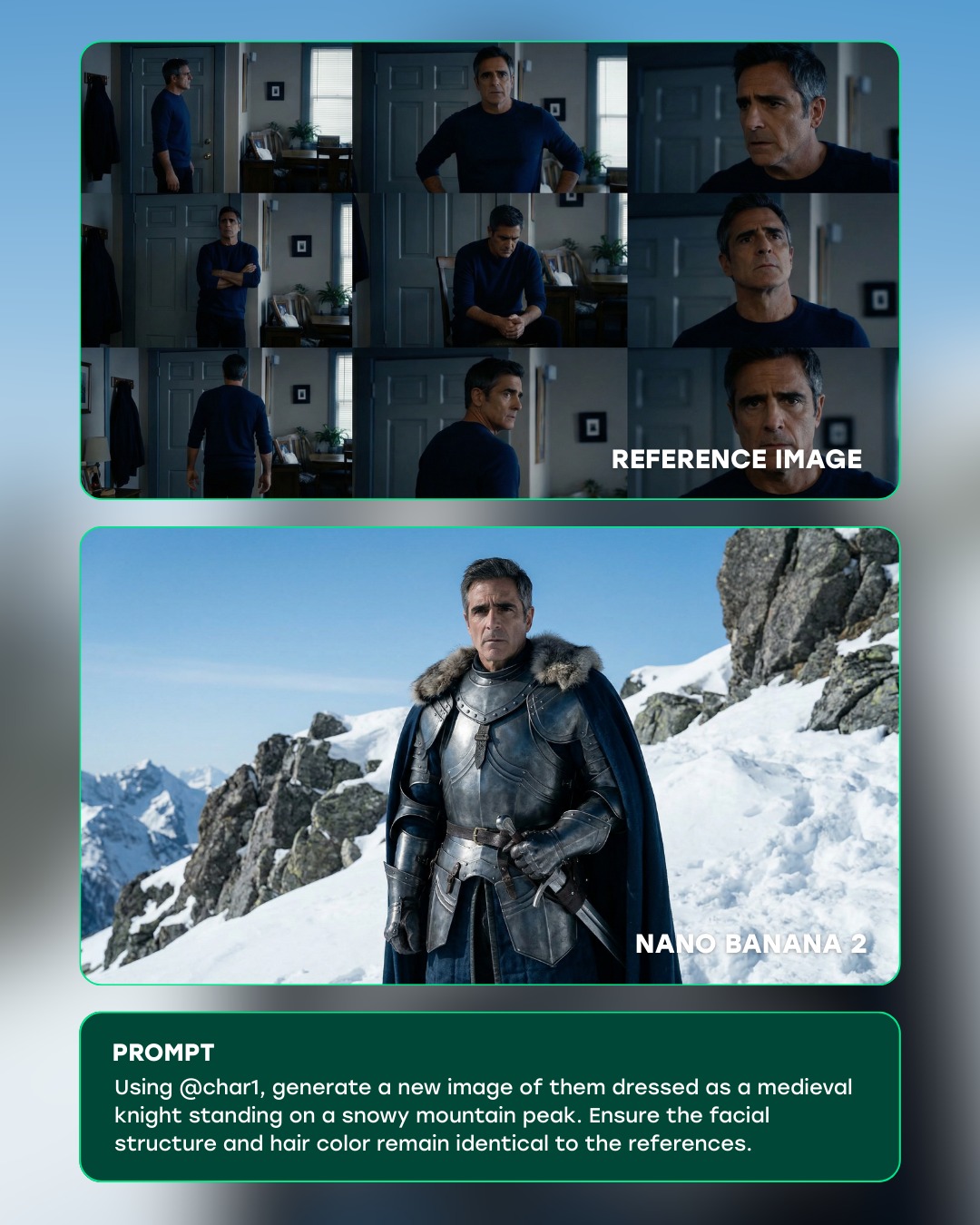 curiousrefuge: Medieval Knight Mountain Peak AI Portrait