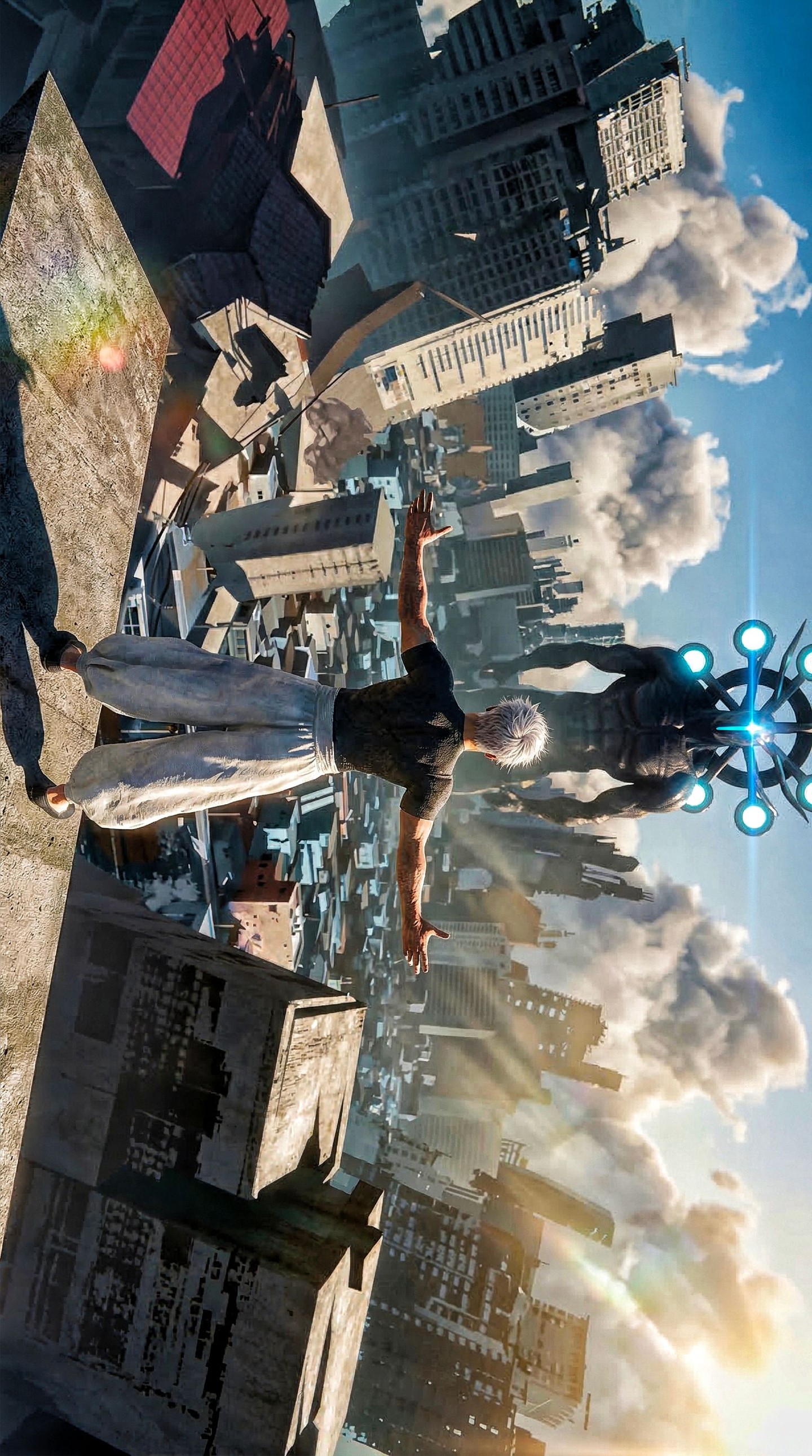 vikaschauhan: Futuristic City Rooftop Pose AI Art
