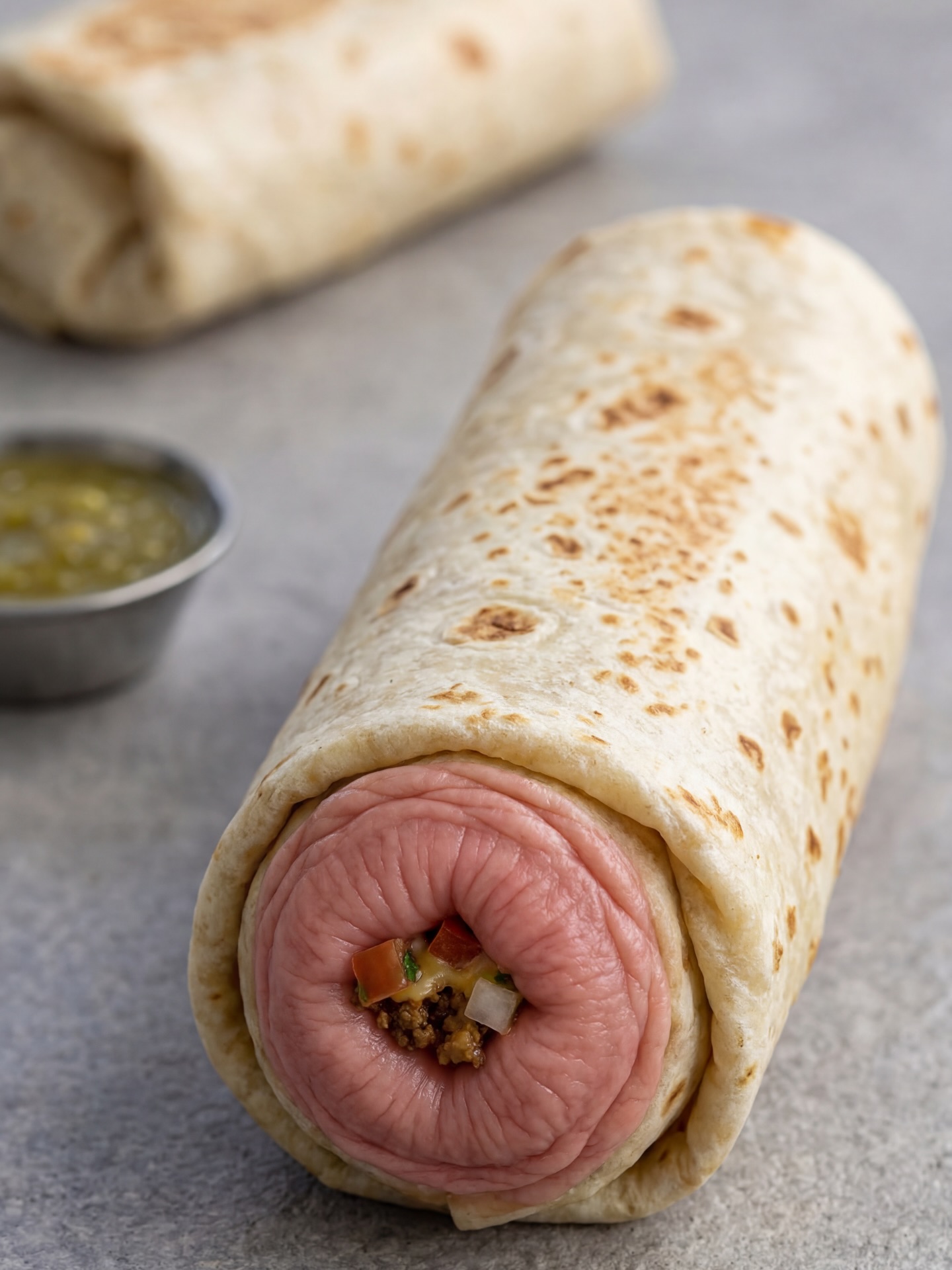 Goblin Network: Surreal Anatomy-Inspired Burrito Food Image