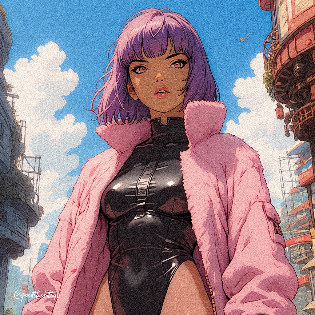 feedthekittys: Pink Cyber Street Girl AI Portrait