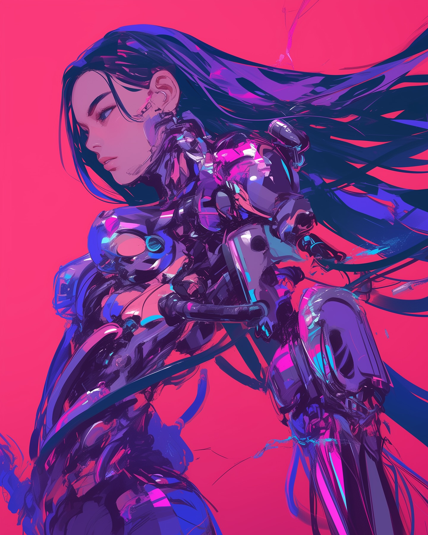 feedthekittys: Anime Cyber Side-Profile AI Portrait