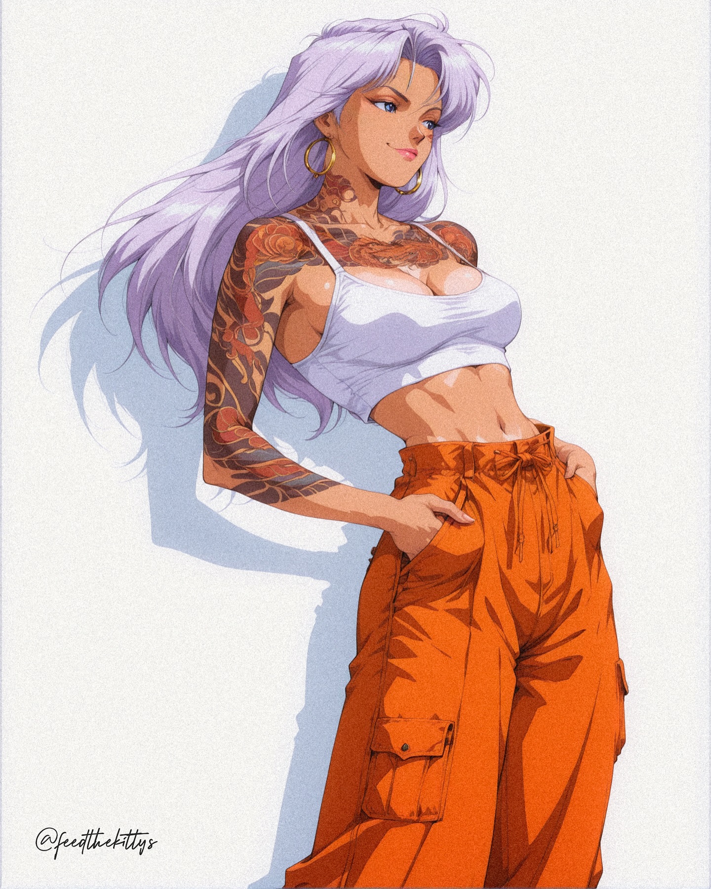 feedthekittys: Lavender Hair Tattoo Portrait AI Art