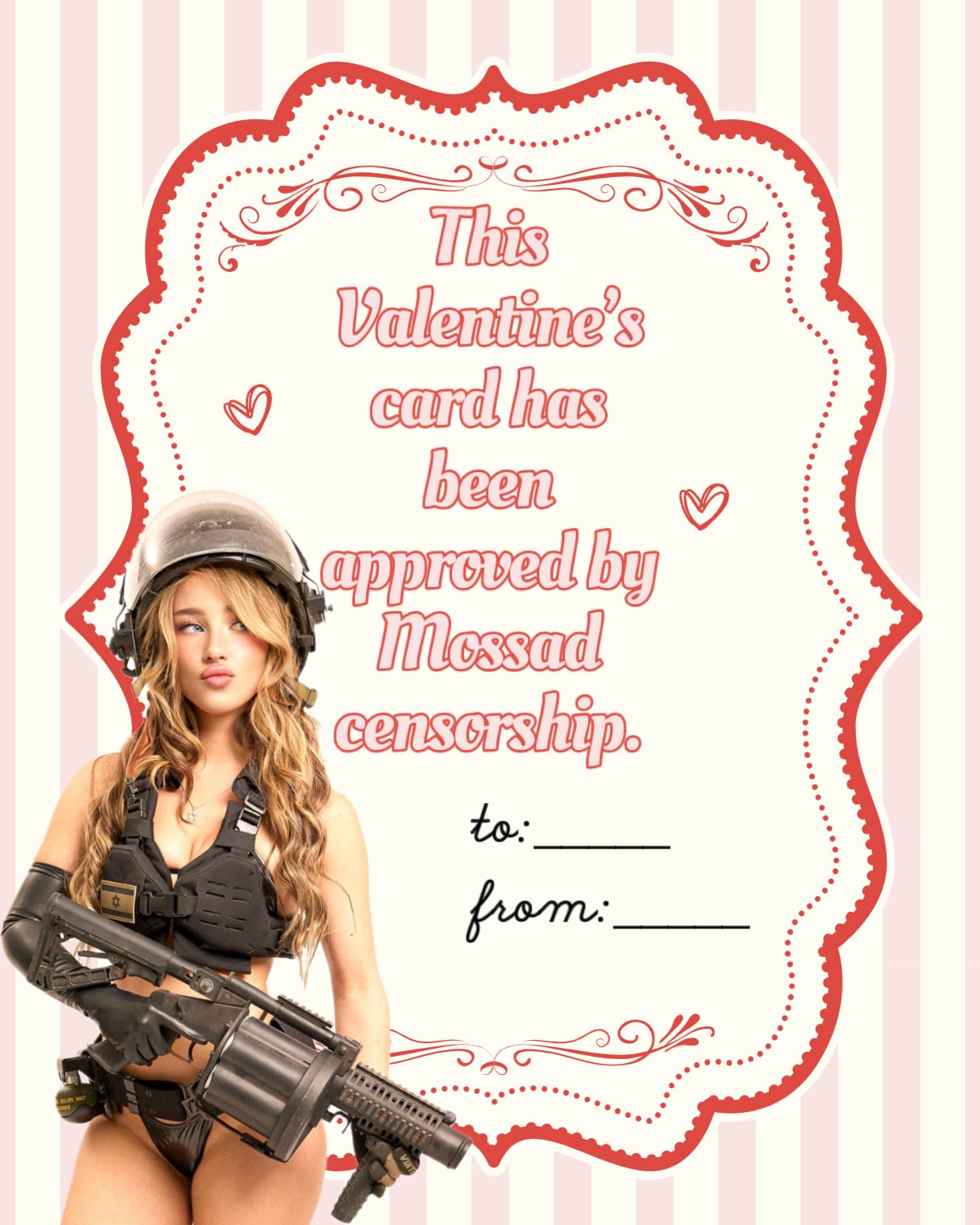 nataliafadeev: Mossad Valentine Card Meme AI Art