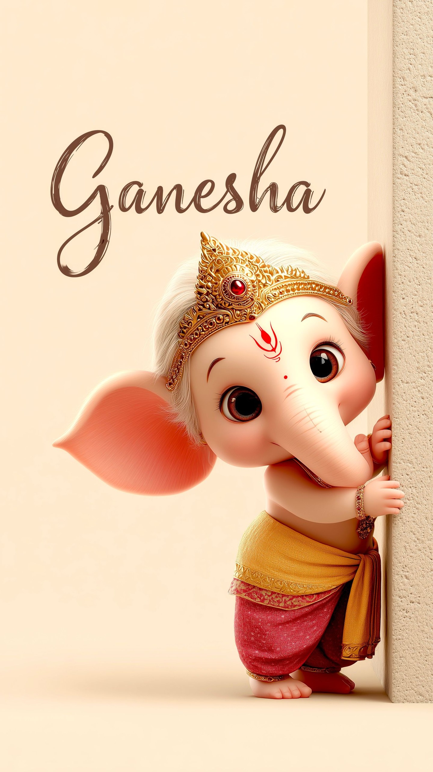 Baby Ganesha Peeking Wallpaper