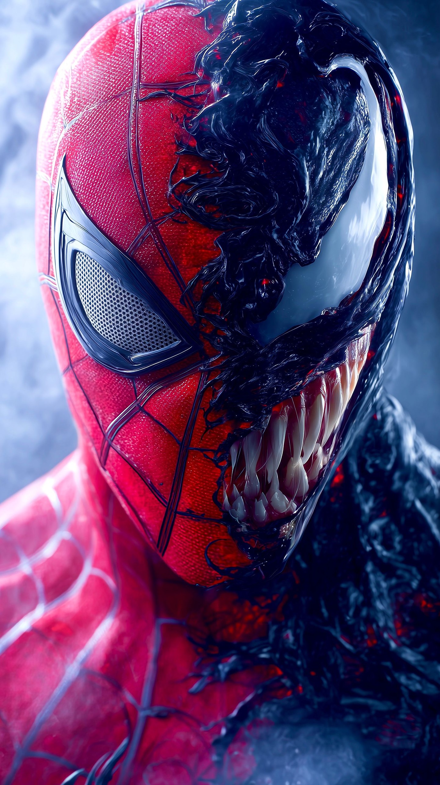 Spider-Man and Venom Half-Face Fusion